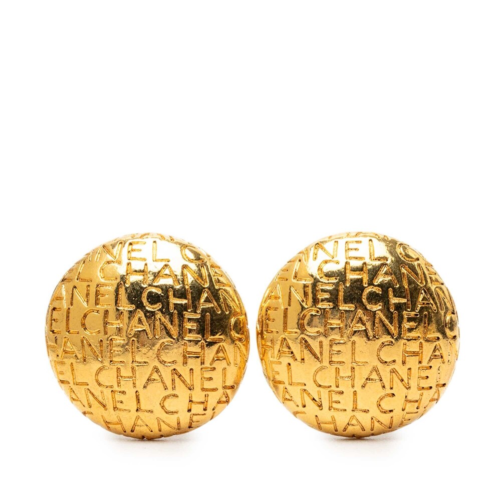 Pre-Loved Chanel Gold Plated Logo Engraved Clip On Earrings